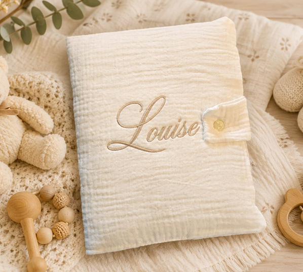 protege-carnet-de-sante-gaz-de-coton-blanc